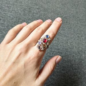 Silver Dinner Ring w/ Swarovski Crystals (Size 8)